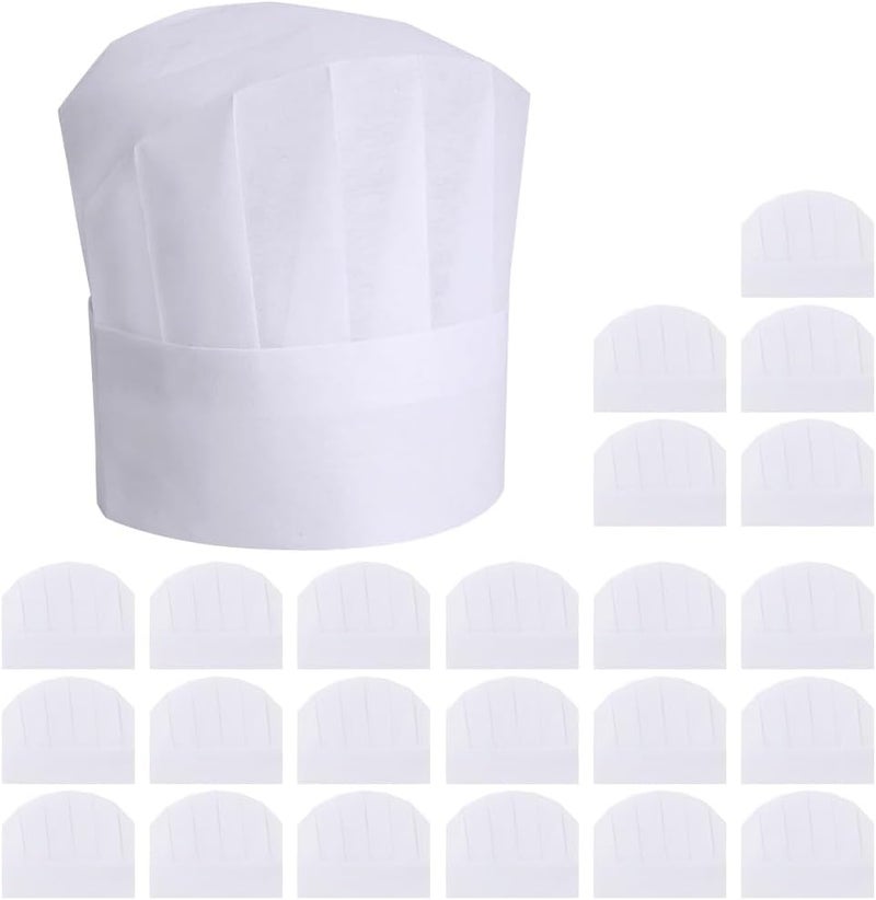 Yeios 24 Pack Chef Hat for Kids for Adults Adjustable Chef Hats Disposable Chefs Hat DIY Kids Bakers Hats for Party,Pizza,DIY,Cooking,Bakery 7.9inch Tall White - Image 1